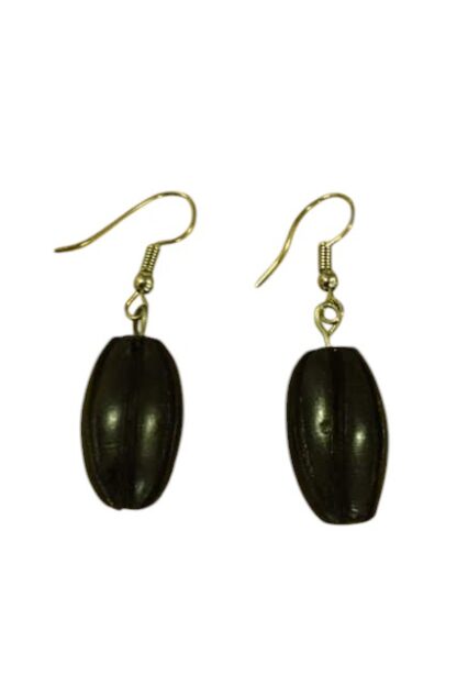 Earring cacao fruit-ebony wood