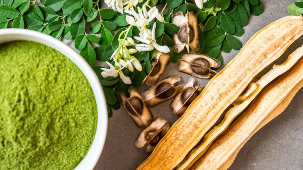 Moringa seed, powder and leaves