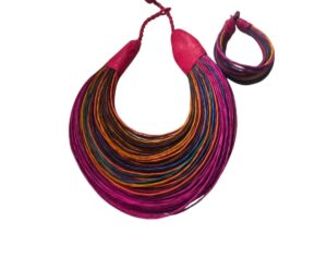 Necklace and bracelet duo leather