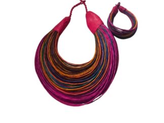 Necklace and bracelet duo leather